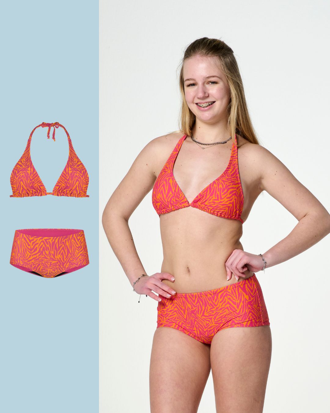 print oranje bikini boxer| meiden
