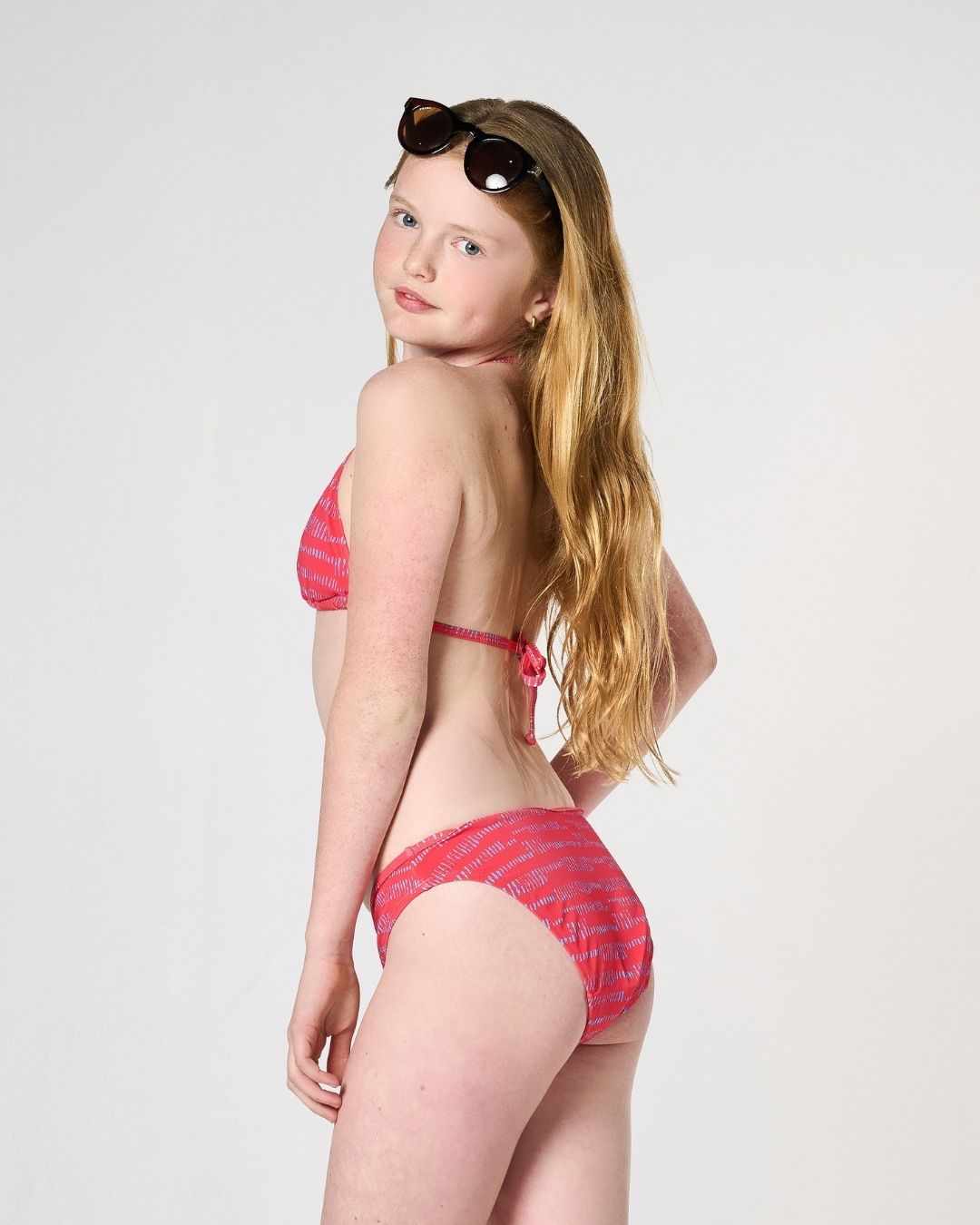 menstruatie zwemkleding - bikini broekje | gemiddeld - zwaar - 2 tot 3 tampons | meiden print rood