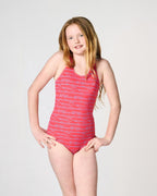 menstrual swimwear - swimsuit | moderate - heavy - 2-3 tampons | girls print red